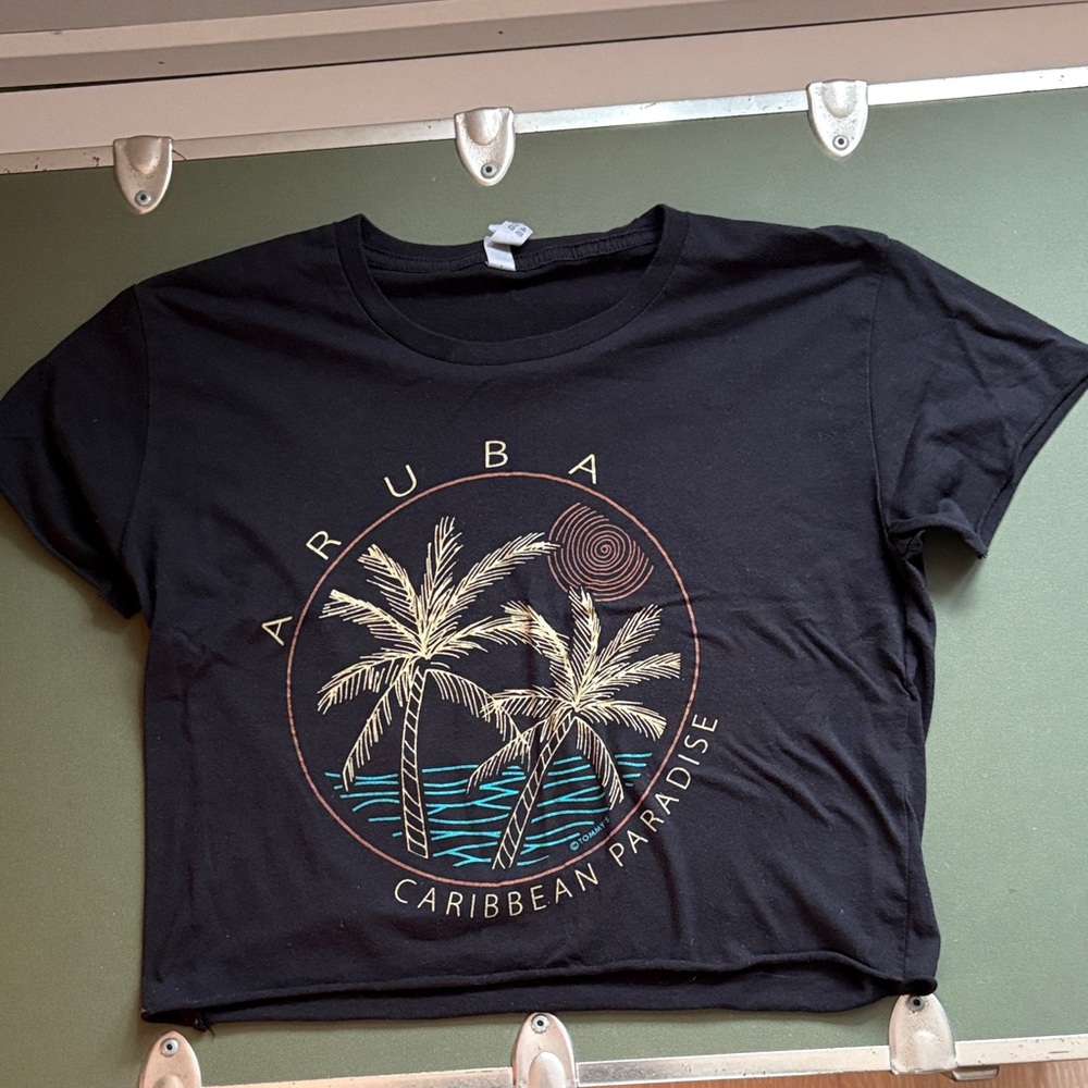 Black Aruba Graphic Crop Top